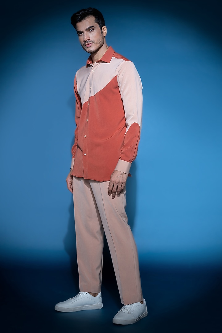 Rust Crepe Party Wear Shirt by VAROIN MARWAH at Pernia's Pop Up Shop