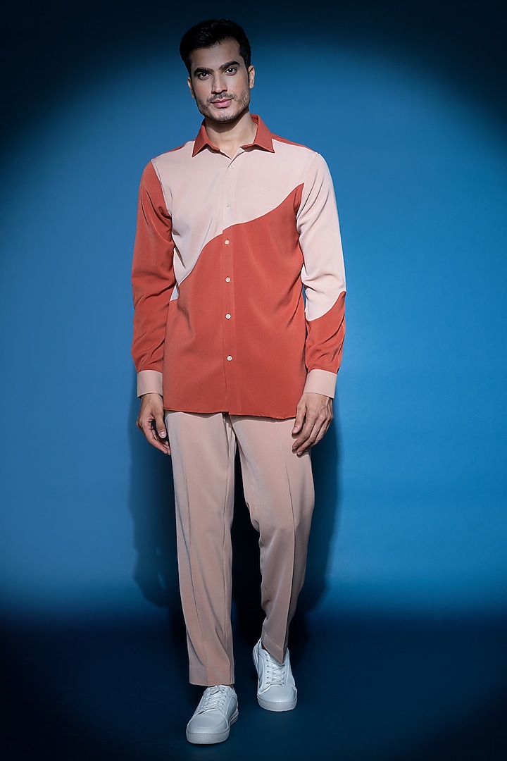 Rust Crepe Party Wear Shirt by VAROIN MARWAH at Pernia's Pop Up Shop