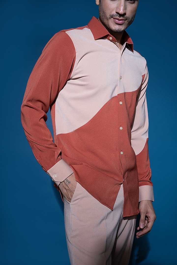 Rust Crepe Party Wear Shirt by VAROIN MARWAH at Pernia's Pop Up Shop