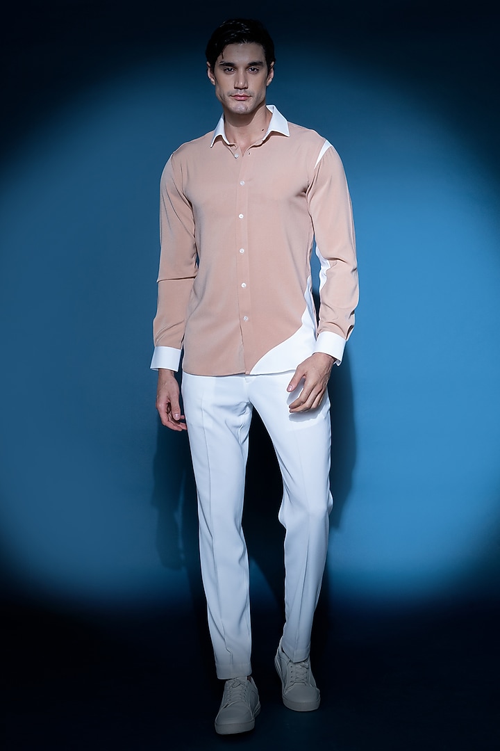 Rust Crepe Party Wear Shirt by VAROIN MARWAH at Pernia's Pop Up Shop
