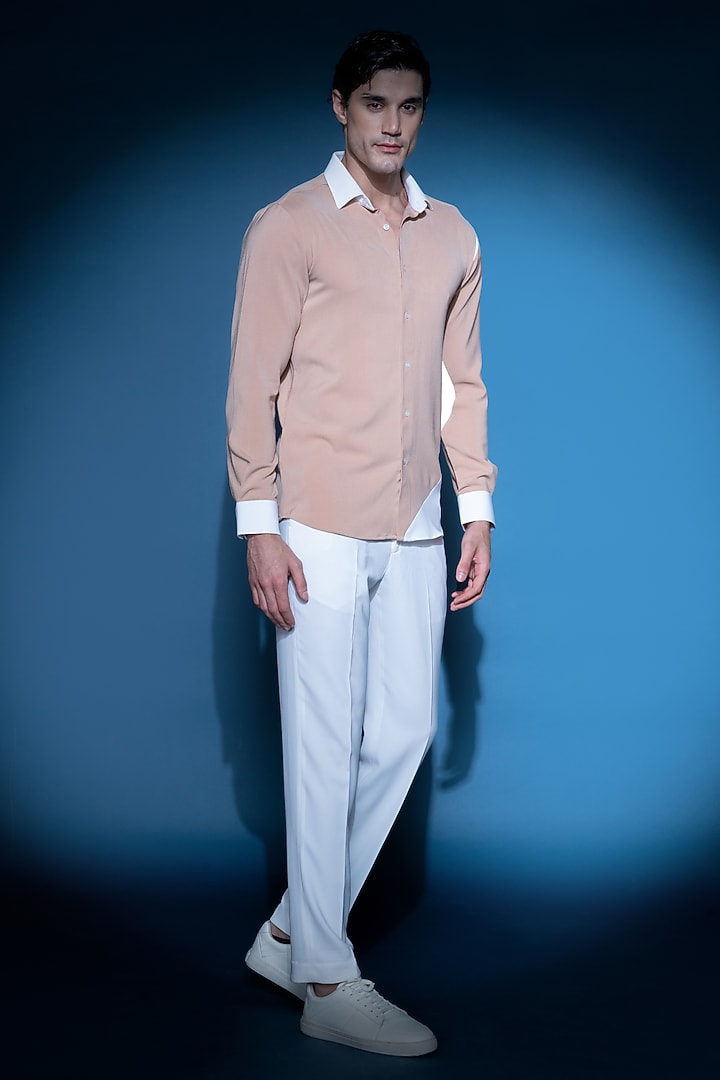 Rust Crepe Party Wear Shirt by VAROIN MARWAH at Pernia's Pop Up Shop