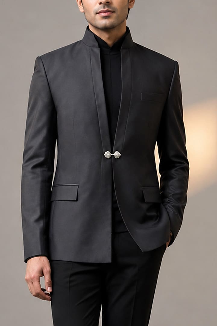 Black Suiting Jacket by VAROIN MARWAH at Pernia's Pop Up Shop