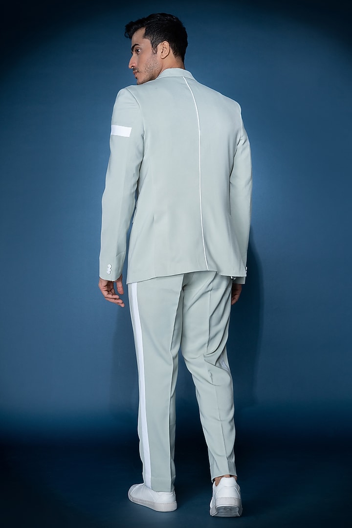 Green Crepe Blazer Set by VAROIN MARWAH at Pernia's Pop Up Shop