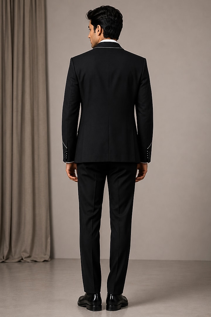 Black Linen Blazer by VAROIN MARWAH at Pernia's Pop Up Shop