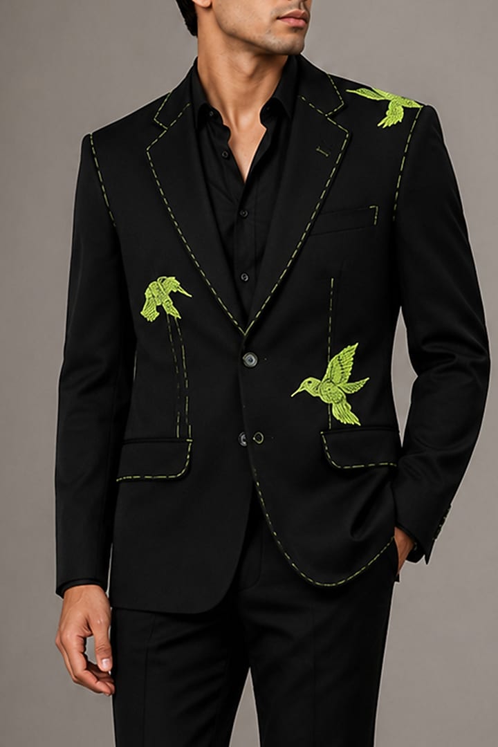 Black Suiting Blazer by VAROIN MARWAH at Pernia's Pop Up Shop