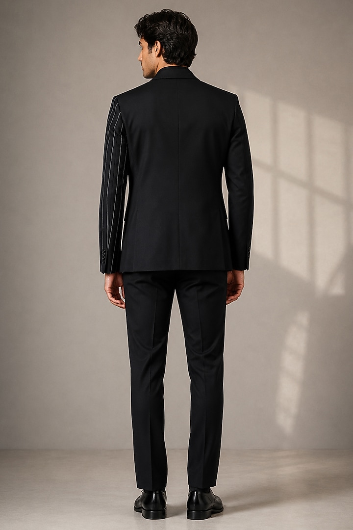 Black Suiting Stripe Blazer by VAROIN MARWAH at Pernia's Pop Up Shop