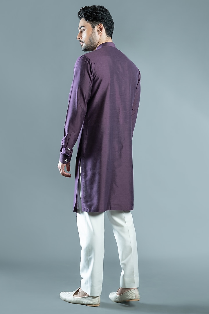 Purple Silk Kurta by VAROIN MARWAH at Pernia's Pop Up Shop