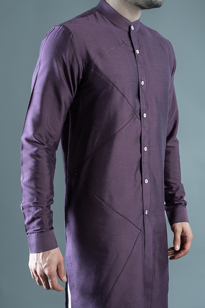 Purple Silk Kurta by VAROIN MARWAH at Pernia's Pop Up Shop