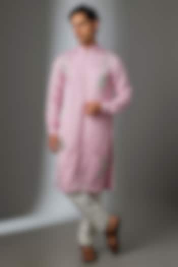 Pink Silk Kurta Set by VAROIN MARWAH at Pernia's Pop Up Shop