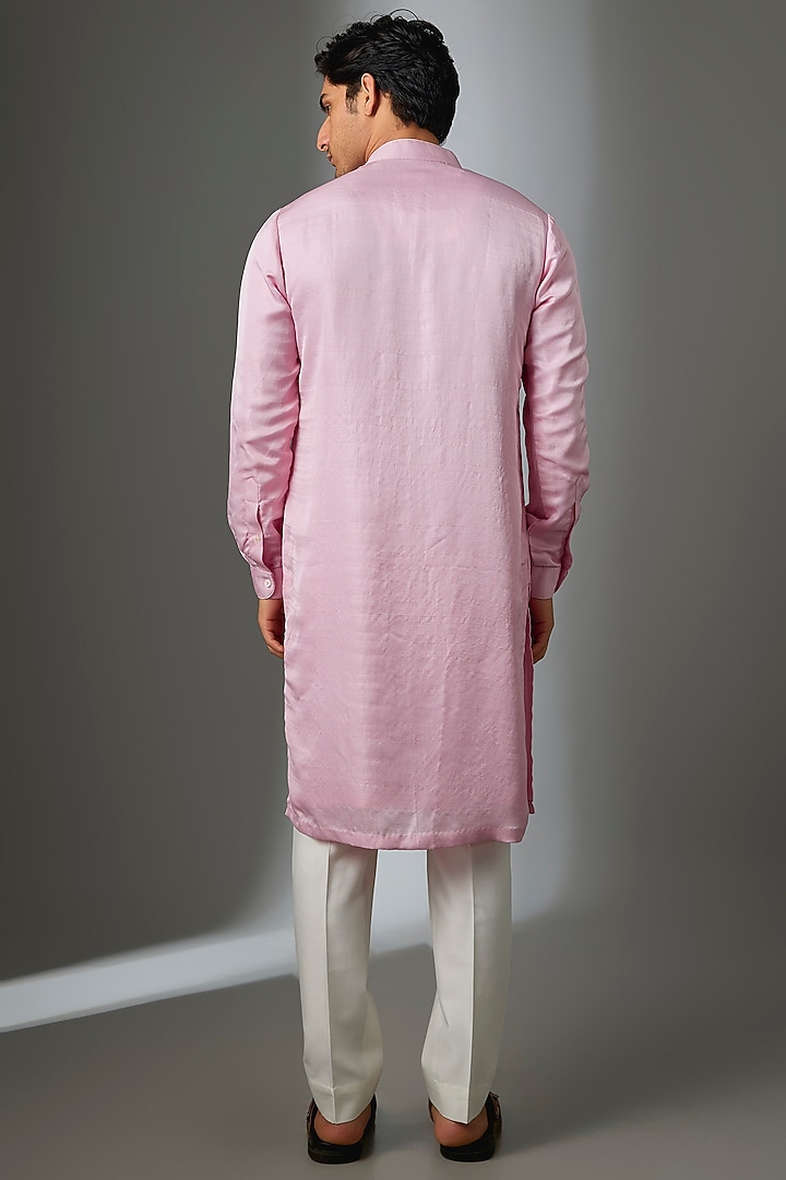 Pink Silk Kurta Set by VAROIN MARWAH at Pernia's Pop Up Shop