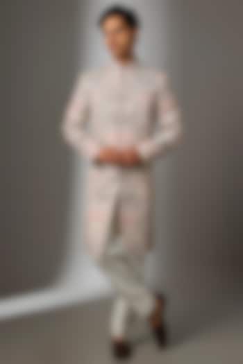 Off-White Silk Groom Sherwani Set by VAROIN MARWAH at Pernia's Pop Up Shop