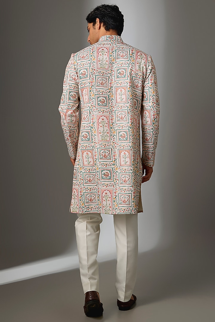 Off-White Silk Groom Sherwani Set by VAROIN MARWAH at Pernia's Pop Up Shop