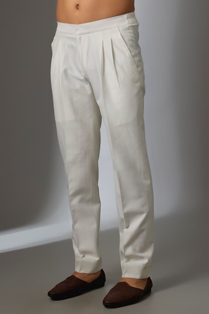 Off-White Silk Groom Sherwani Set by VAROIN MARWAH at Pernia's Pop Up Shop