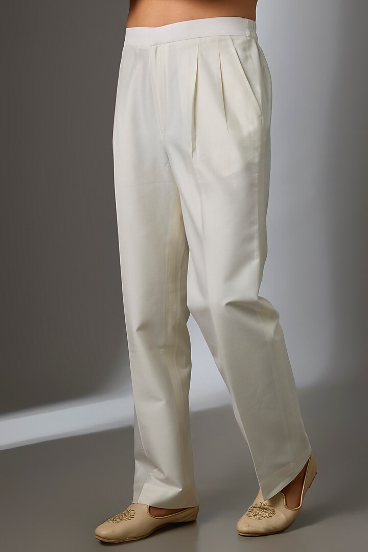 Off-White Silk Groom Indowestern Jacket Set by VAROIN MARWAH at Pernia's Pop Up Shop