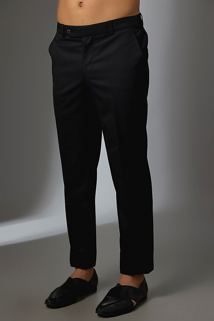 Black Silk Groom Bandhgala Jacket Set by VAROIN MARWAH at Pernia's Pop Up Shop