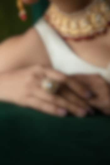 Gold Plated Red Stone Ring In Sterling Silver by Varq Jewels at Pernia's Pop Up Shop