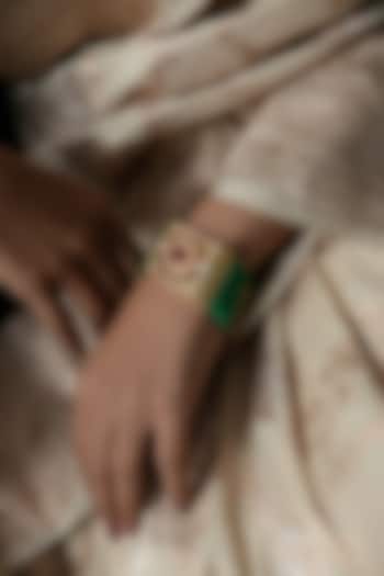 Gold Plated Moissanite Stone & Ruby Bracelet by Varq Jewels at Pernia's Pop Up Shop