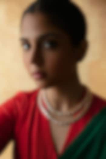 Gold Plated Moissanite Stone Layered Necklace In Sterling Silver by Varq Jewels at Pernia's Pop Up Shop