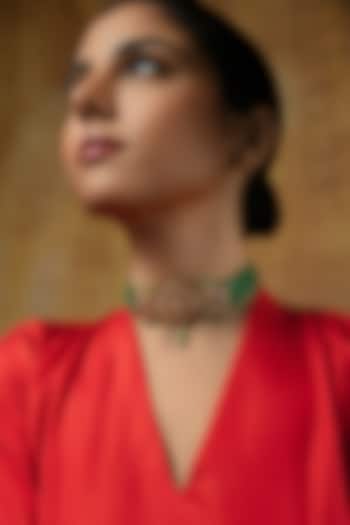 Gold Plated Kundan Polki Choker Necklace In Sterling Silver by Varq Jewels at Pernia's Pop Up Shop