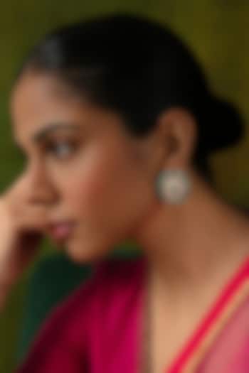 Gold Plated Kundan Polki Stud Earrings In Sterling Silver by Varq Jewels at Pernia's Pop Up Shop