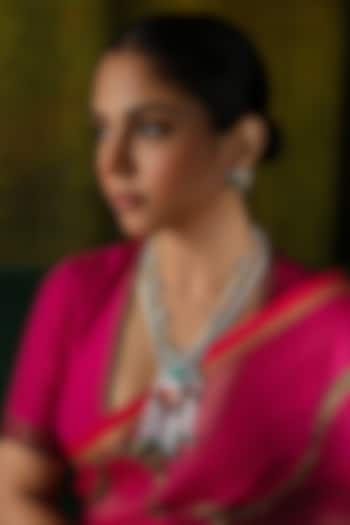 Gold Plated Moissanite & Semi-Precious Stone Layered Necklace In Sterling Silver by Varq Jewels at Pernia's Pop Up Shop