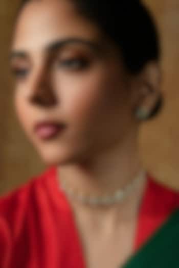 Gold Plated Moissanite Stone Choker Necklace In Sterling Silver by Varq Jewels at Pernia's Pop Up Shop