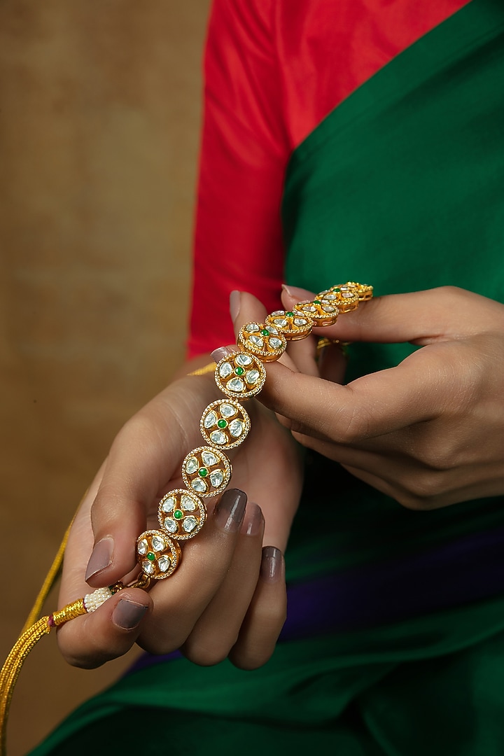 Gold Plated Moissanite Stone Choker Necklace In Sterling Silver by Varq Jewels at Pernia's Pop Up Shop