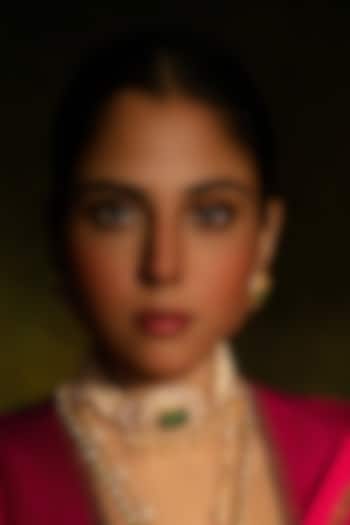 Gold Plated Emerald & Moissanite Choker Necklace In Sterling Silver by Varq Jewels at Pernia's Pop Up Shop