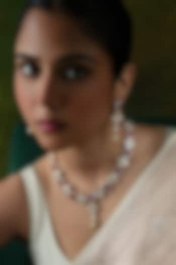 Gold Plated Moissanite Stone Necklace Set In Sterling Silver by Varq Jewels at Pernia's Pop Up Shop