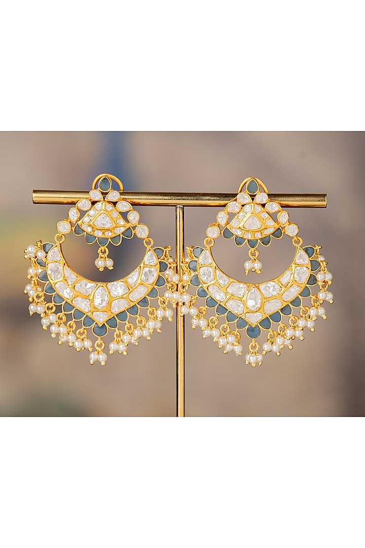 Gold Plated Nilofer Jhumka Earrings In Sterling Silver by Varq Jewels