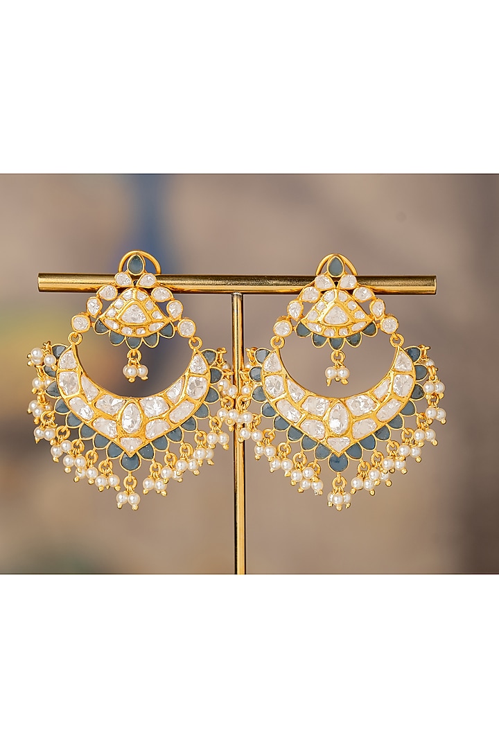 Gold Plated Nilofer Jhumka Earrings In Sterling Silver by Varq Jewels at Pernia's Pop Up Shop
