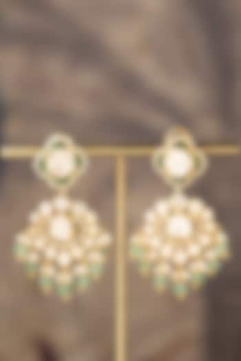 Gold Finish Naba Jhumka Earrings In Sterling Silver by Varq Jewels