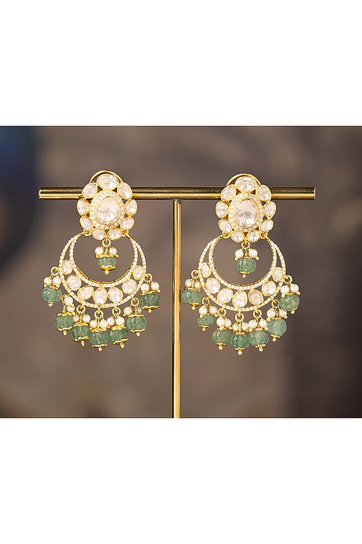 Gold Finish Zaira Jhumka Earrings In Sterling Silver by Varq Jewels at Pernia's Pop Up Shop