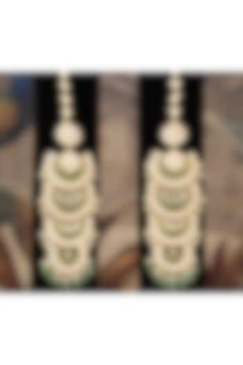 Gold Finish Pearl Jhumka Earrings In Sterling Silver by Varq Jewels