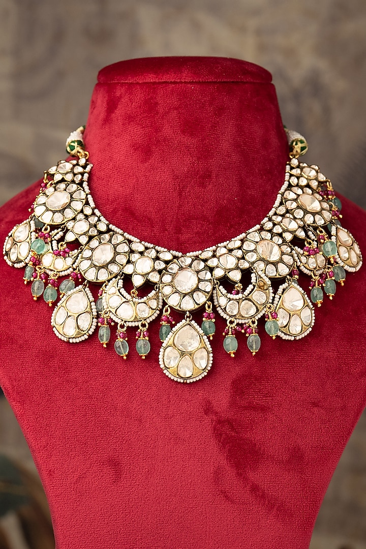 Gold Finish Necklace In Sterling Silver by Varq Jewels at Pernia's Pop Up Shop