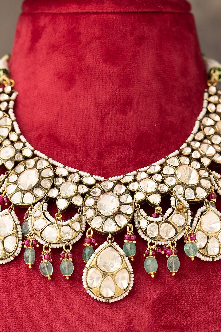 Gold Finish Necklace In Sterling Silver by Varq Jewels at Pernia's Pop Up Shop