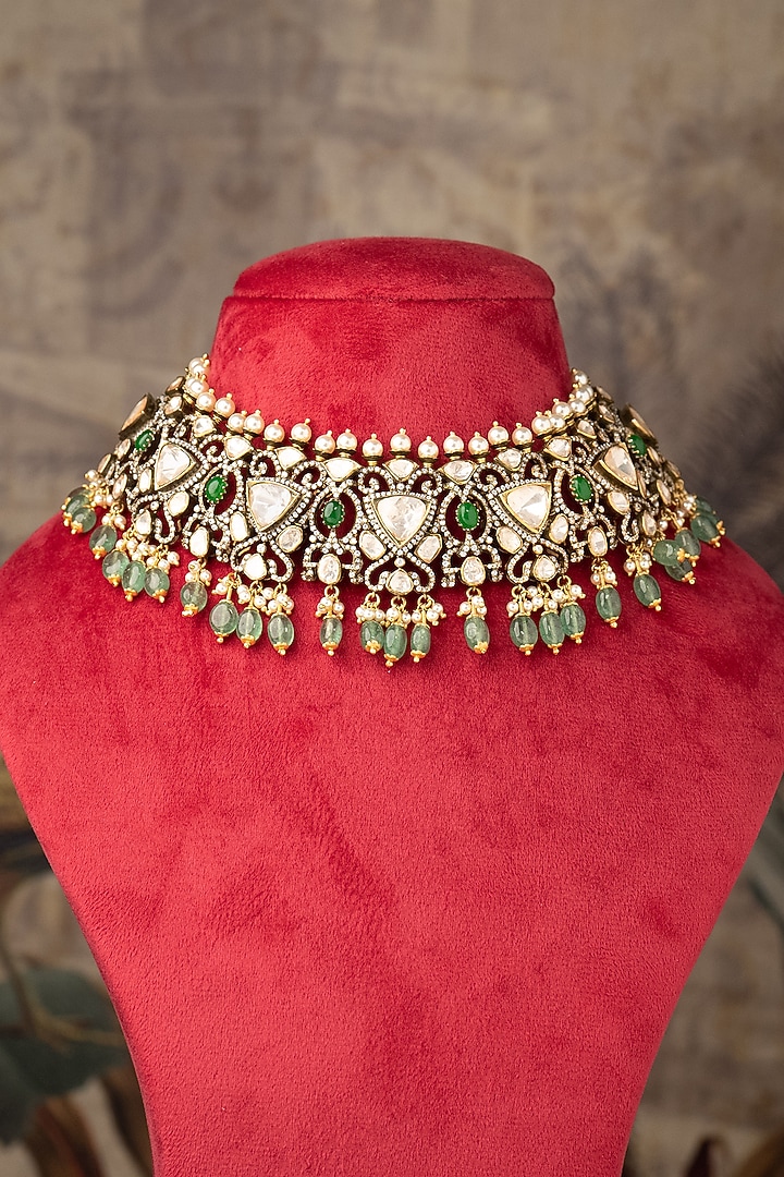 Gold Finish Necklace In Sterling Silver by Varq Jewels at Pernia's Pop Up Shop
