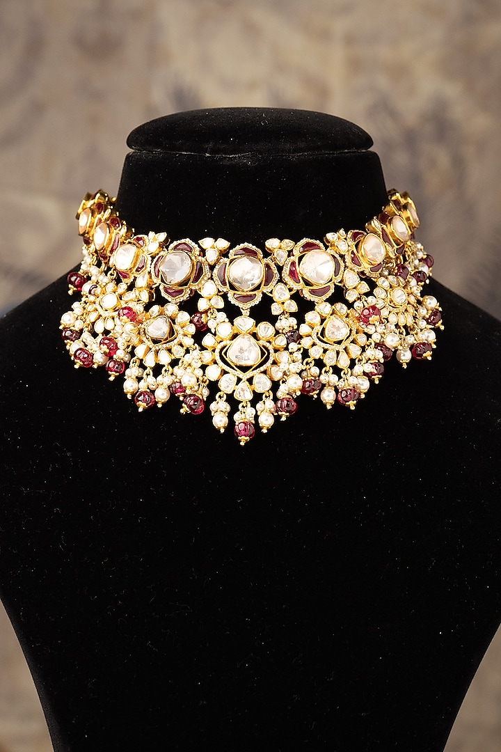 Gold Finish Choker Necklace In Sterling Silver by Varq Jewels at Pernia's Pop Up Shop