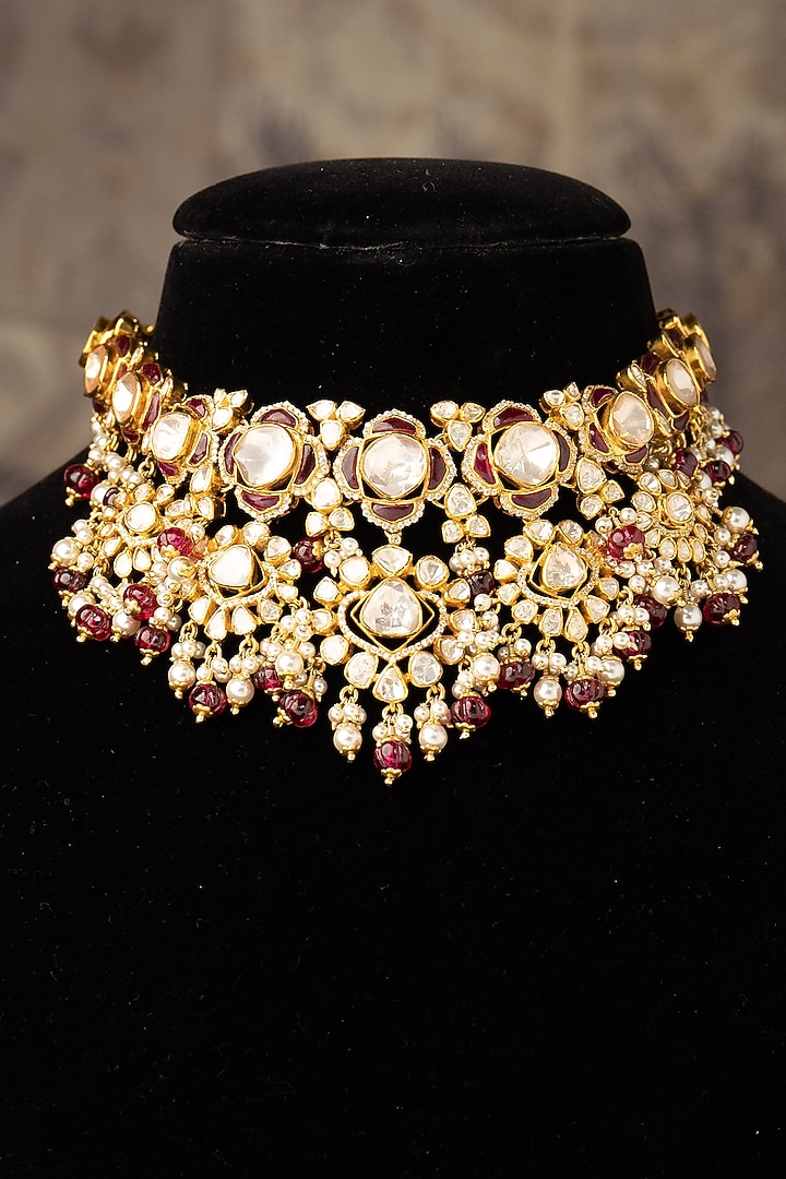 Gold Finish Choker Necklace In Sterling Silver by Varq Jewels at Pernia's Pop Up Shop