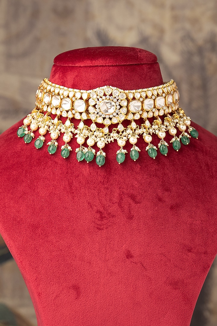 Gold Finish Choker Necklace In Sterling Silver by Varq Jewels at Pernia's Pop Up Shop
