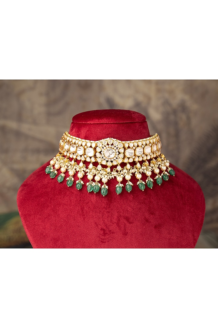 Gold Finish Choker Necklace In Sterling Silver by Varq Jewels at Pernia's Pop Up Shop
