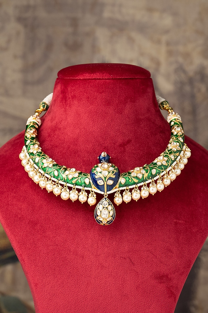 Gold Finish Choker Necklace In Sterling Silver by Varq Jewels at Pernia's Pop Up Shop