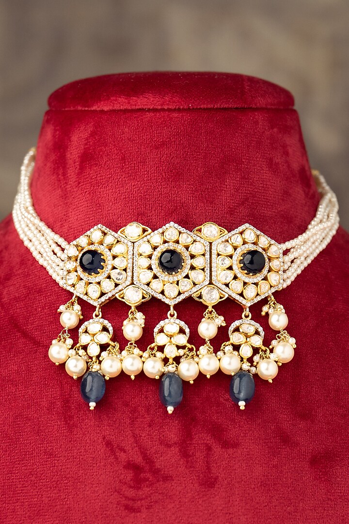 Gold Finish Choker Necklace In Sterling Silver by Varq Jewels at Pernia's Pop Up Shop