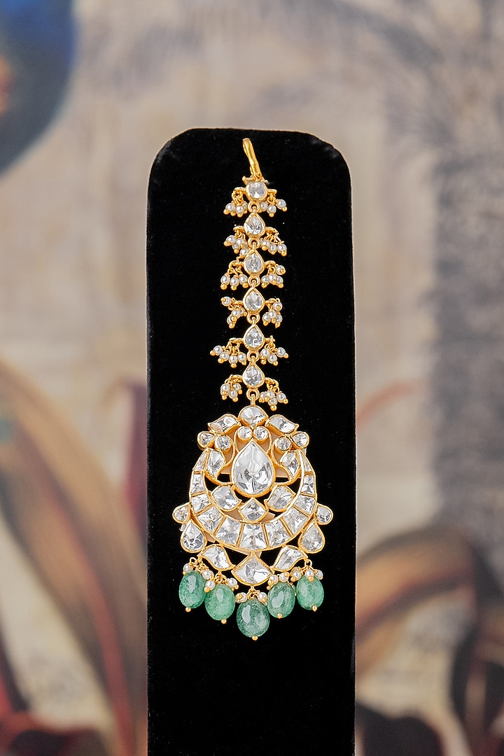 Gold Plated Maangtikka In Sterling Silver by Varq Jewels at Pernia's Pop Up Shop