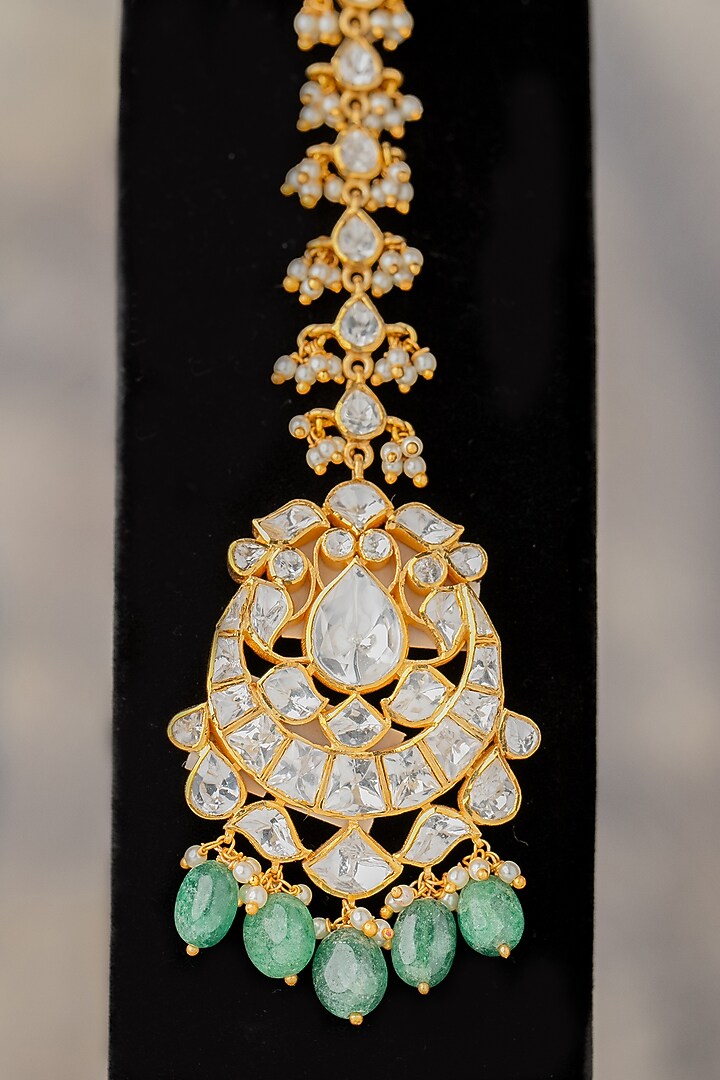 Gold Plated Maangtikka In Sterling Silver by Varq Jewels at Pernia's Pop Up Shop