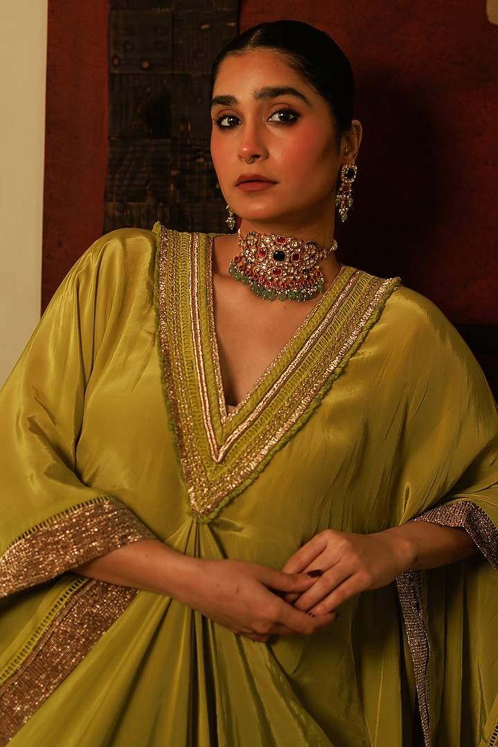 Gold Plated Kundan Polki & Ruby Choker Necklace Set In Sterling Silver by Varq Jewels at Pernia's Pop Up Shop