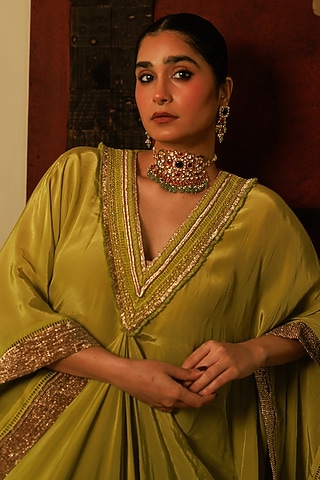 Gold Plated Kundan Polki & Ruby Choker Necklace Set In Sterling Silver by Varq Jewels