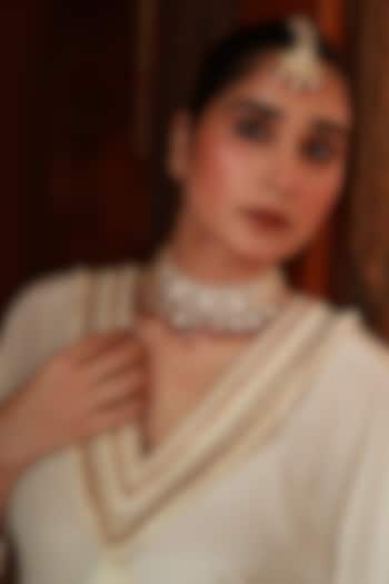 Gold Plated Kundan Polki & Ruby Maangtikka In Sterling Silver by Varq Jewels at Pernia's Pop Up Shop