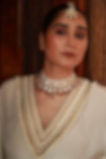 Gold Plated Moissanite Polki & Ruby Choker Necklace In Sterling Silver by Varq Jewels at Pernia's Pop Up Shop