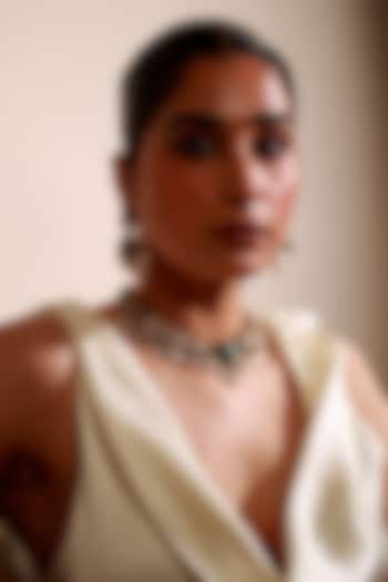 Gold Plated Shimmering Stone & Pearl Choker Necklace Set In Sterling Silver by Varq Jewels at Pernia's Pop Up Shop